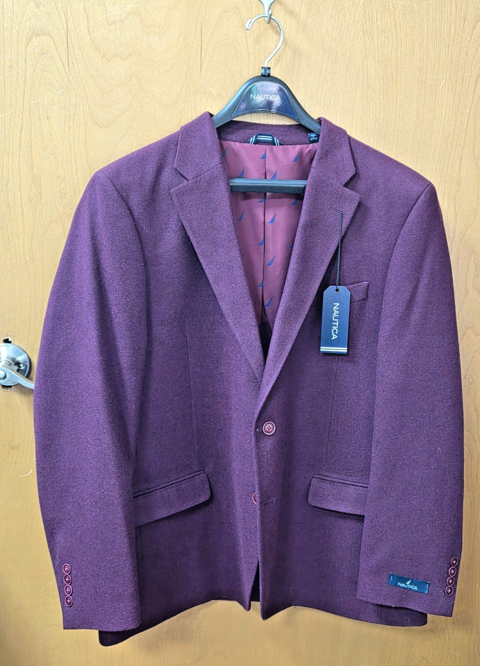 NWT Nautica Branford Sport Coat Blazer 48R Burgundy Purple Wool Blend Jacket